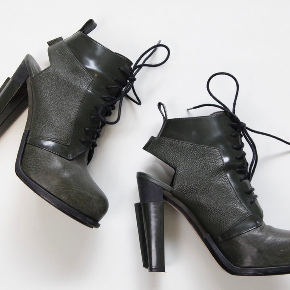 Alexander Wang Dakota Lace Up Bootie, Spruce Green Ankle Boot, Women's Size 40 - Picture 2 of 10